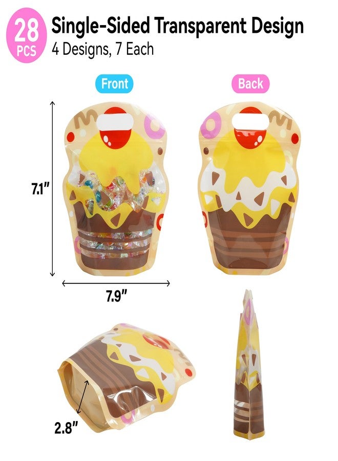 SUNCOLOR Party Favor Bags for Kids Birthday, 28 Pack Plastic Goodie Gift Bags with Handles, Assorted Colors - Image 2