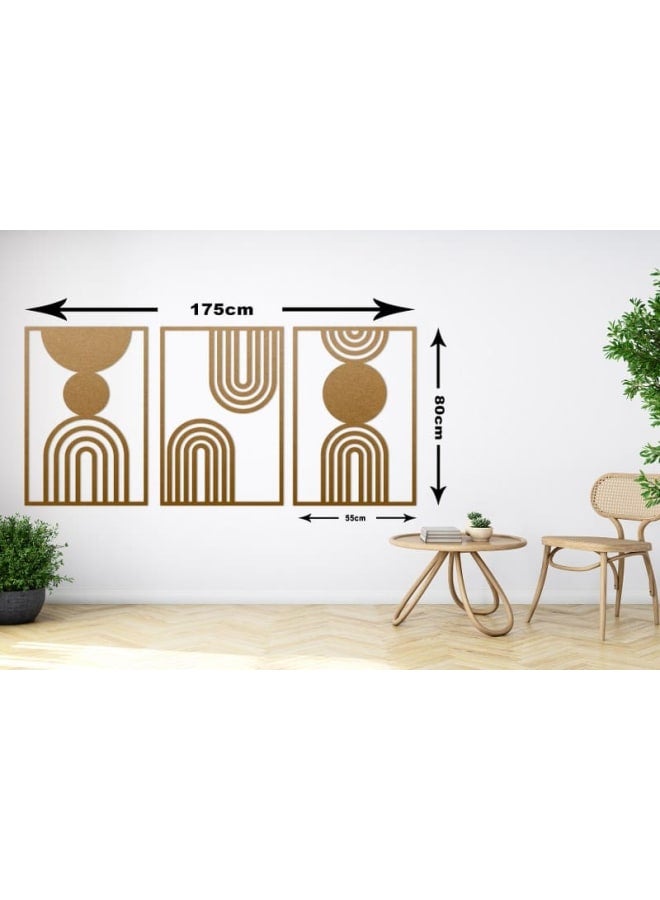 هوم جاليري ألواح خشبية بتصميم قوس ودائرة بوهو (مجموعة من 3 قطع) - Image 4