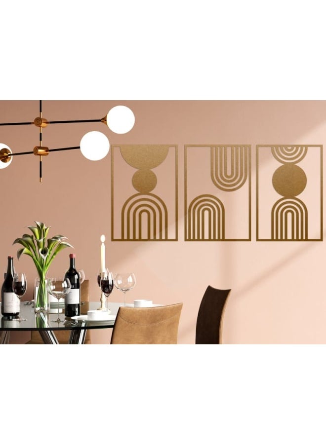 هوم جاليري ألواح خشبية بتصميم قوس ودائرة بوهو (مجموعة من 3 قطع) - Image 3