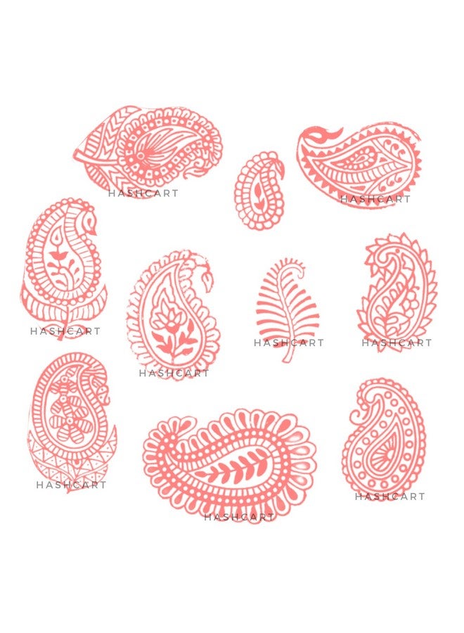Hashcart | Set Of 10 | Paisley Design Baren For Blocks Printing | Handcarved Wooden Stamps For Scrapbooking | Fabric Designing | Art Craft | Pottery Craft | Project Making - Image 3