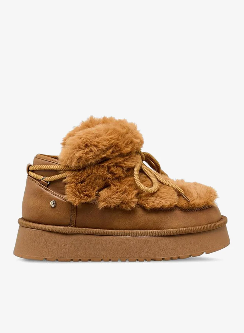 Flora Bella By Shoexpress BROWN Women Faux Fur Ankle Boots for Women | Best Price UAE
