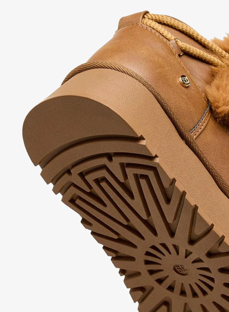 Flora Bella By Shoexpress BROWN Women Faux Fur Ankle Boots for Women | Best Price UAE