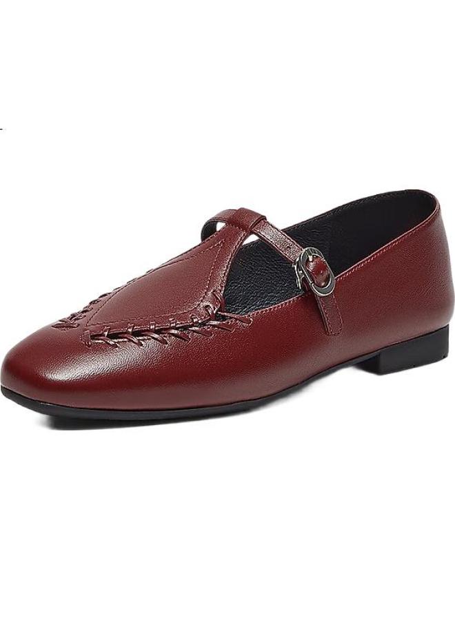 Bata Le Fu Shoes Women'S Spring Mall Retro British Sheepskin One-Step Avl48Aa5 Burgundy 36 - Image 2