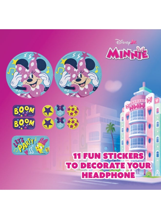 Volkano Disney Minnie Mouse Wired Over-Ear Headphones with Removable Microphone and 5 Stickers – Adjustable Ergonomic Headband, Safe Listening at 85dB, 3.5 mm Audio Jack, Ideal for Zoom, Teams, and Social Platforms - Image 4
