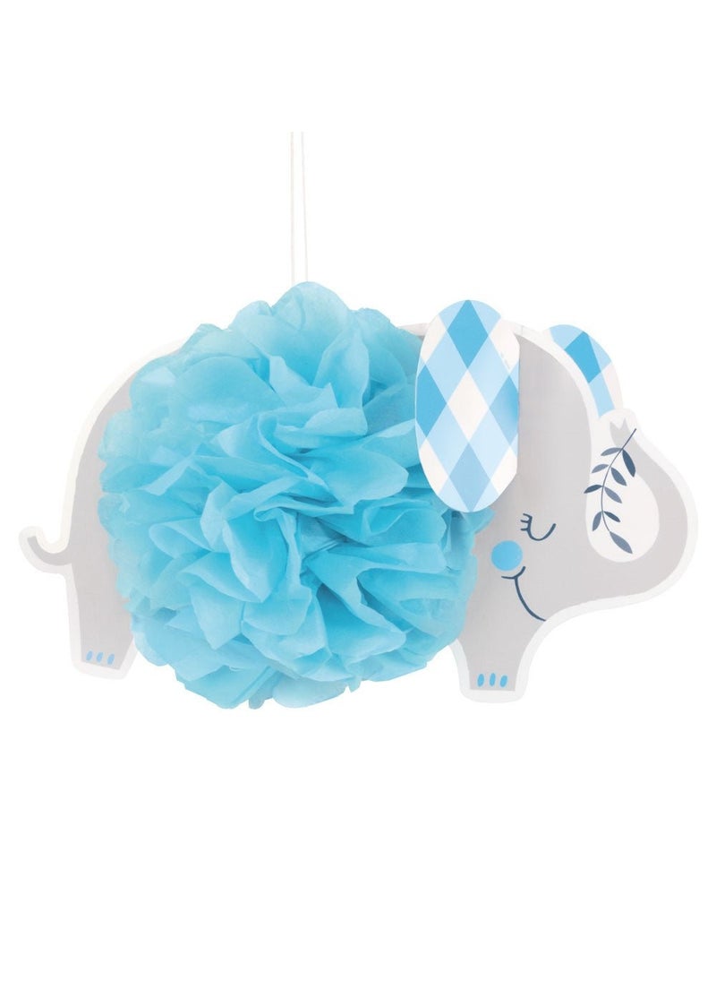 Unique Baby Shower Elephant Hanging Decorations Blue Cardboard 23cm 3-Pack - Image 1