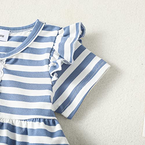 Saeaby Baby Girl Clothes Toddler Girl Cute Outfit Short Sleeve Ruffle Shirt Solid Pants Little Baby Girl Summer Clothes Cute Outfits for Girls 12-18 Months - Image 5