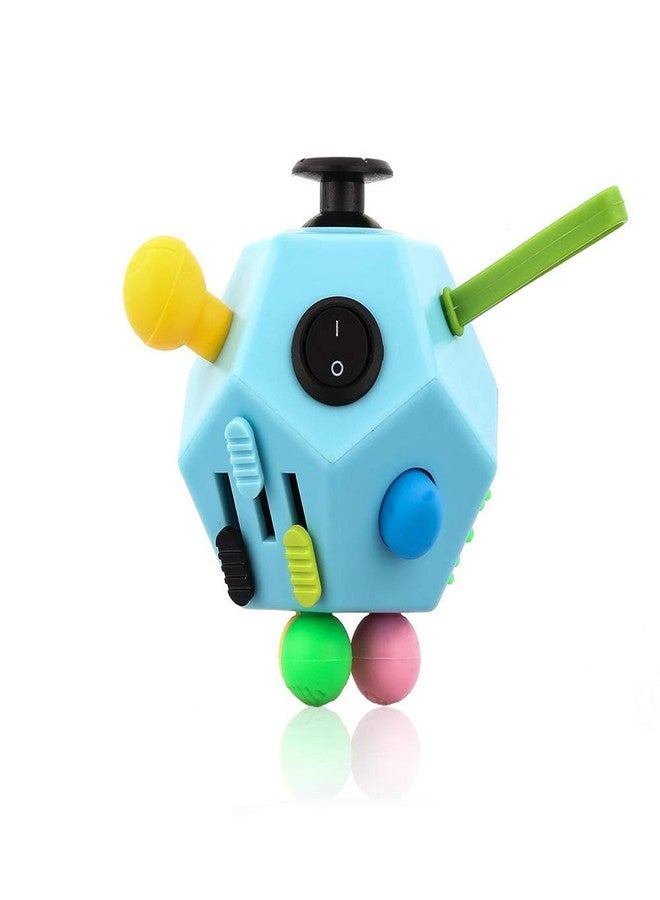 UOOEFUN 12 Sided Cube Toys,Fidget Toys Relief Stress and Anxiety Depression Anti for Kids and Adults with ADD, ADHD, OCD, Autism(Blue & Mix Colors B3) - Image 1