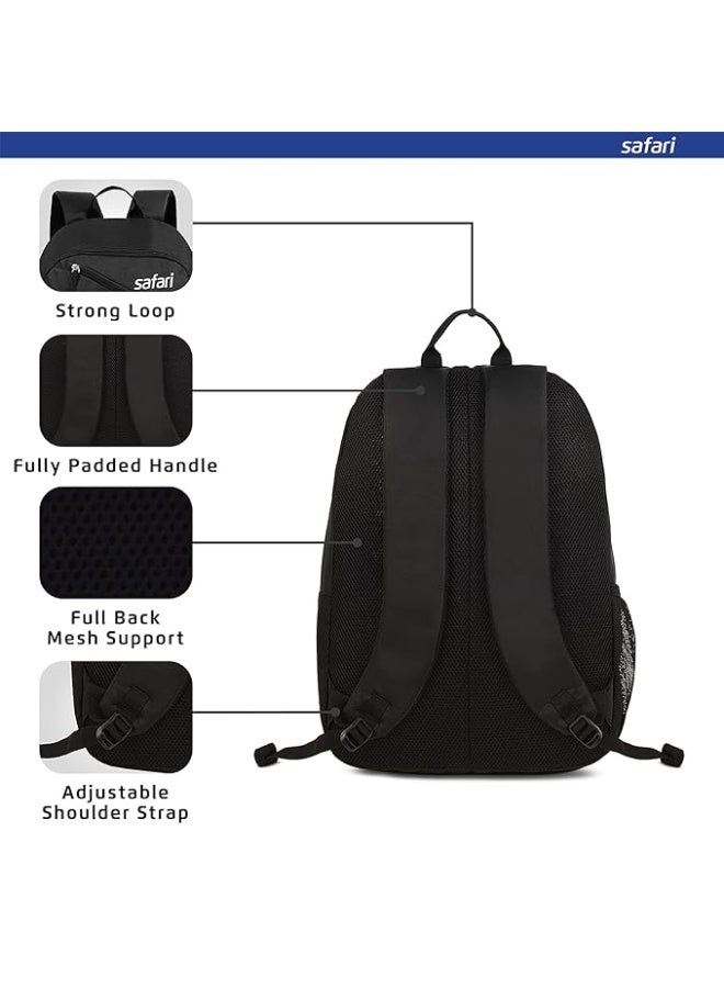 Safari Hexa 21 Ltrs Water Resistant 3 Compartment Backpack - Black, S (HEXA19CBBLK) - Image 2