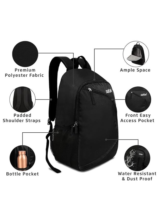 Safari Hexa 21 Ltrs Water Resistant 3 Compartment Backpack - Black, S (HEXA19CBBLK) - Image 3