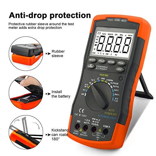 BTMETER BT-770K Auto Ranging Automotive Multimeter for Dwell Angle Pulse Width Tach Temperature Duty Cycle Voltage Current Resistance Test - Image 3