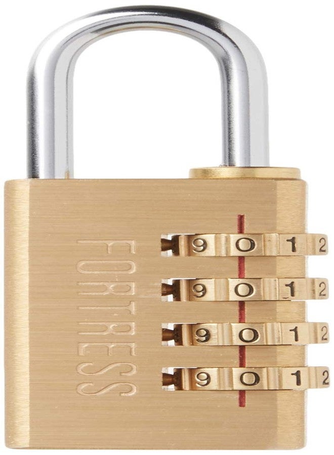 Master Lock Fortress Padlock, Set Your Own Combination Luggage Lock, 1-3/16 in. Wide, 627D,Gold - Image 1
