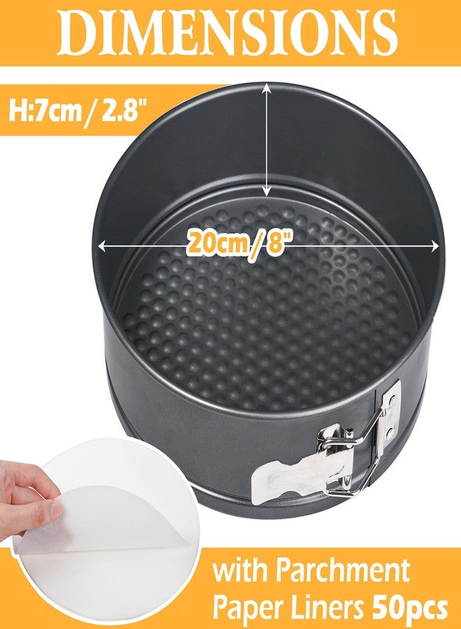 Webake 8 Inch Springform Pan Set for Baking, Nonstick Cheesecake Pan Deep Dish Round Cake Molds with 50 Pcs Parchment Paper Liners - Image 2