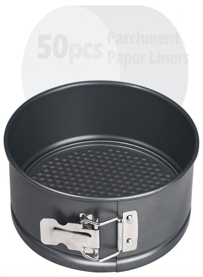 Webake 8 Inch Springform Pan Set for Baking, Nonstick Cheesecake Pan Deep Dish Round Cake Molds with 50 Pcs Parchment Paper Liners - Image 1