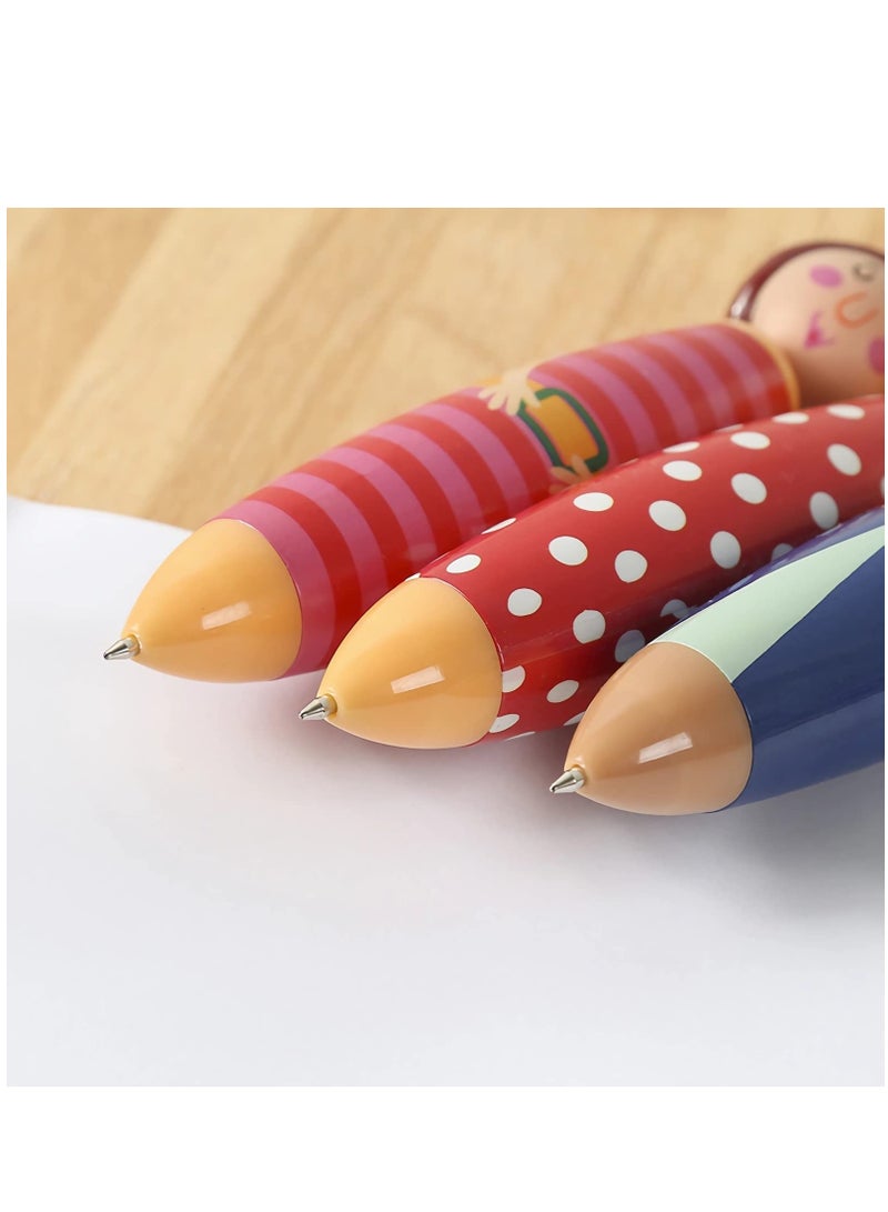 5 PCS Novelty Doll Designed Ballpoint Pens Cartoon Gel Pens 0.5mm Blue Ink for Business Home or Office Supplies - Image 3