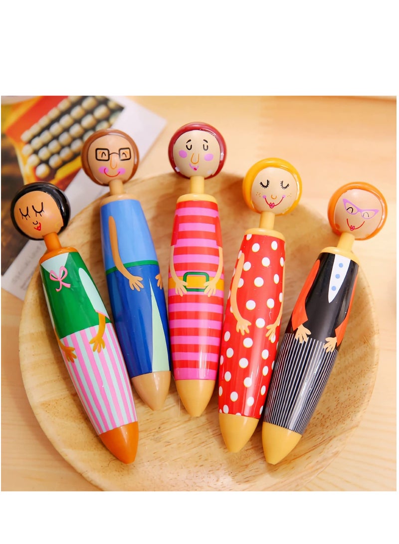 5 PCS Novelty Doll Designed Ballpoint Pens Cartoon Gel Pens 0.5mm Blue Ink for Business Home or Office Supplies - Image 2