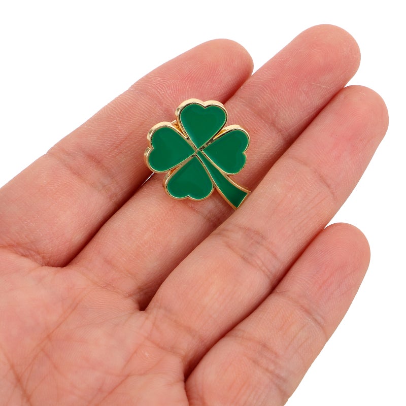 2pcs Shamrock Brooch Pins Four-Leaf Brooch for Women Lapel Pin for Party Wedding Birthday Holiday Decorative Jewelry - Image 2