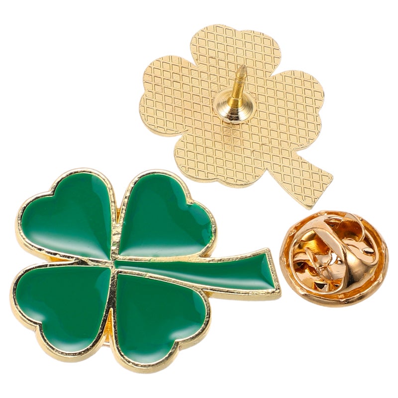 2pcs Shamrock Brooch Pins Four-Leaf Brooch for Women Lapel Pin for Party Wedding Birthday Holiday Decorative Jewelry - Image 1