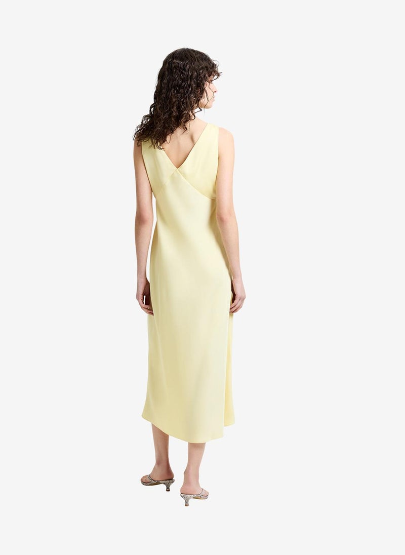 French Connection Women's Bernice Satin Twill Butter Yellow Midi Slip Dress - Image 5