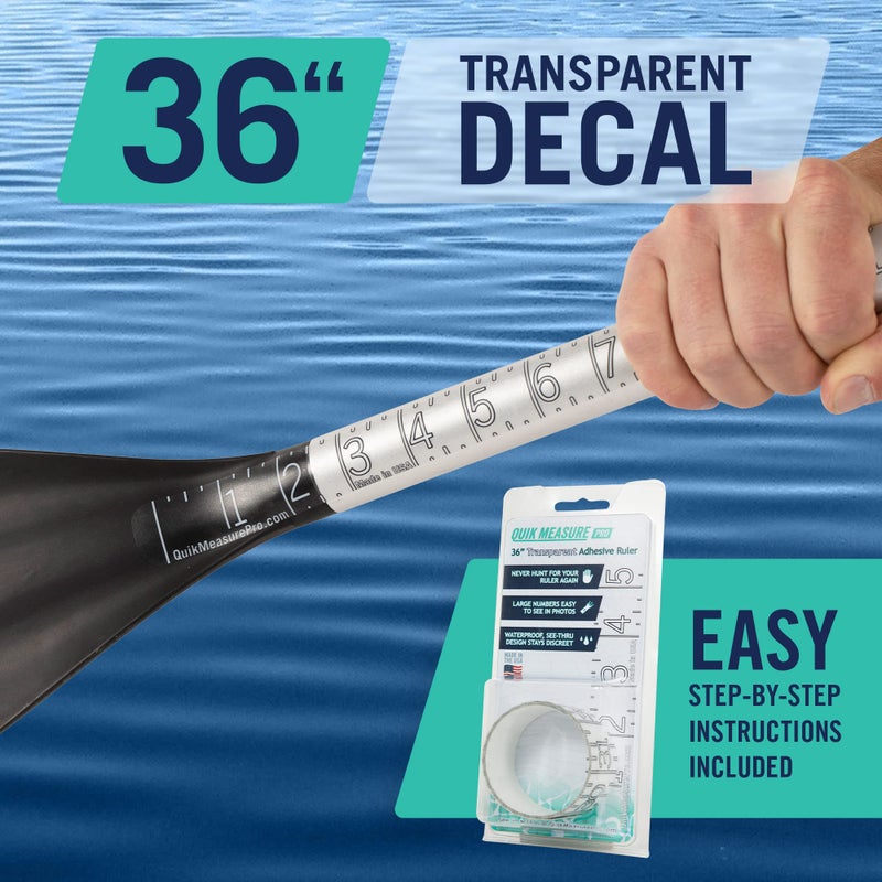Quik Measure Pro 36" Fish Measuring Ruler Sticker | Waterproof Transparent Decal Tape | Made in USA | Bold and Easy Read Markings | Boat, Kayak, Net, Cooler Compatible | UV-Resistant Adhesive | Easy Application - Image 3