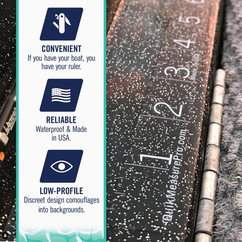 Quik Measure Pro 36" Fish Measuring Ruler Sticker | Waterproof Transparent Decal Tape | Made in USA | Bold and Easy Read Markings | Boat, Kayak, Net, Cooler Compatible | UV-Resistant Adhesive | Easy Application - Image 2