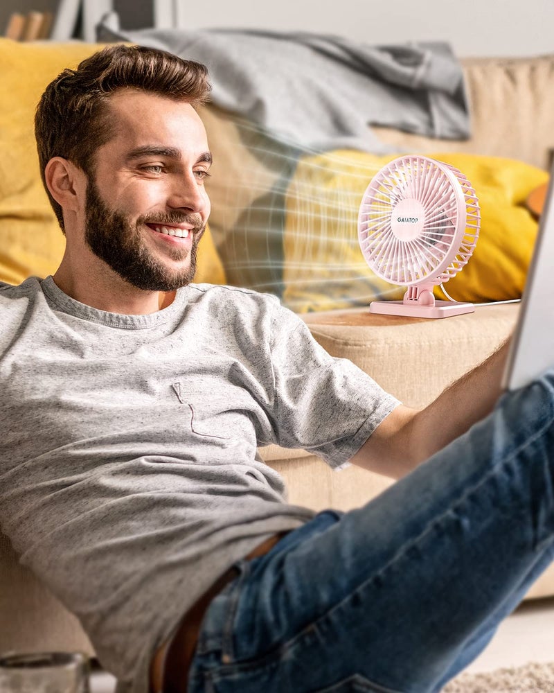 Gaiatop USB Desk Fan, Small But Powerful, Personal Portable Quiet 3 Speeds, Adjustable Mini Table Desktop fan for Cooling Home Office Car Summer Travel Gifts Pink - Image 2