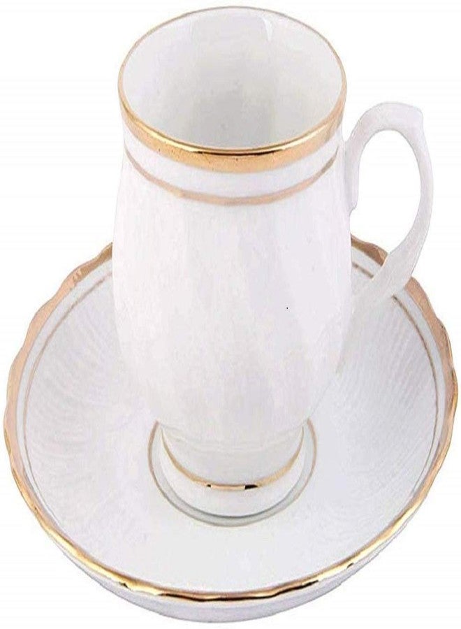 E - Ezra Fine Bone China Gold Line Tea Cup and Saucer/Tea Kettle Pot -Set of 15 Pieces - Image 3