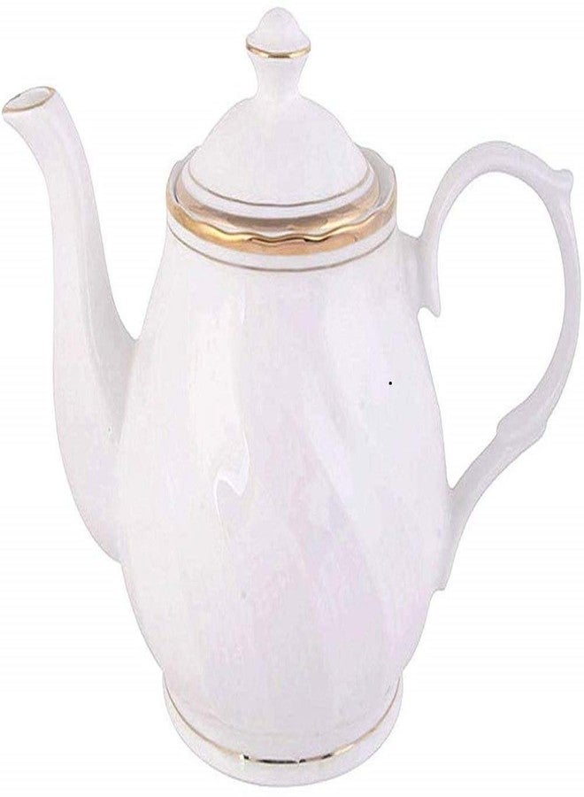 E - Ezra Fine Bone China Gold Line Tea Cup and Saucer/Tea Kettle Pot -Set of 15 Pieces - Image 2