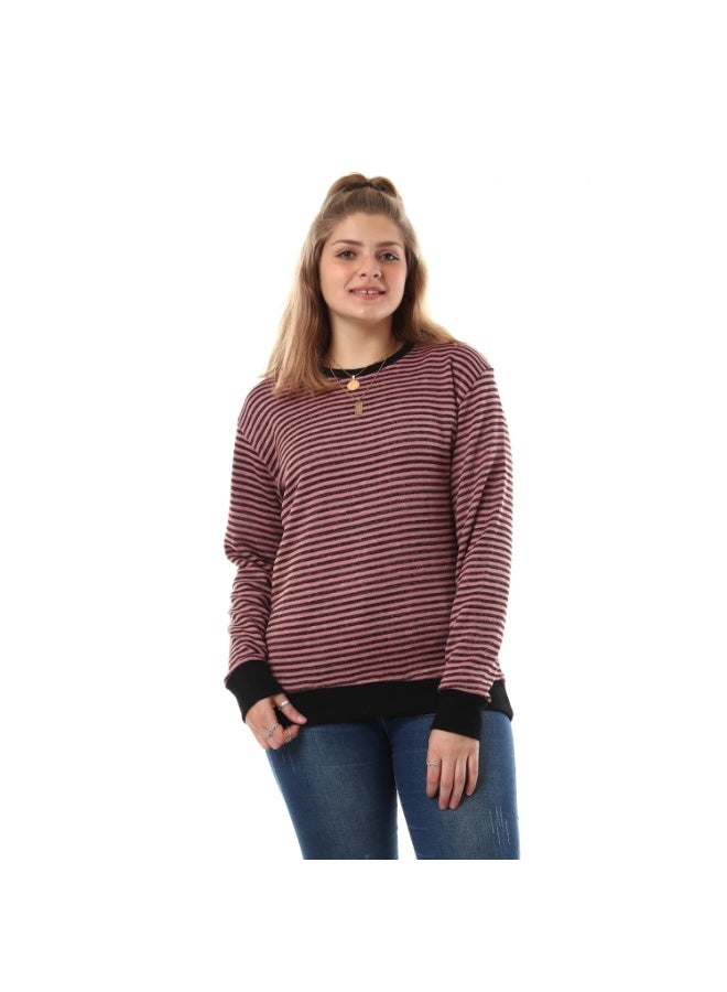 kady Unisex Thin Stripes Round Sweatshirt - Cashmir - Image 5
