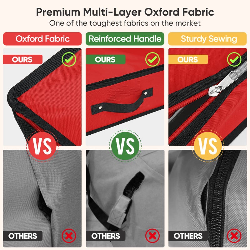 BALEINE Wrapping Paper Storage Organizer, 40" Durable 600D Oxford Fabric Gift Wrap Storage Bag with Flexible Partitions for Ribbon, Holiday Accessories (Red) - Image 5