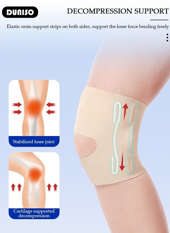 DUNISO دعامة ركبة احترافية مع مثبتات جانبية ووسادات جل للركبة دعم ضغط قابل للتعديل لتخفيف آلام الركبة تمزق الغضروف ACL MCL التهاب المفاصل آلام المفاصل التعافي من الإصابات - Image 4