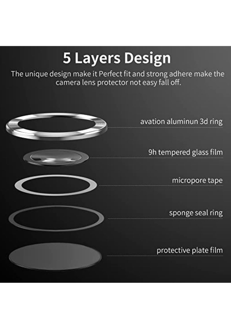 إلترازون [5 in 1] Camera Lens Protector for Samsung S23 Ultra, Scratch-Resistant Ultra-Thin Tempered Glass with Aluminum Edge, Drop-Proof Alloy Camera Screen Protector for S23 Ultra (S23 Ultra, Silver) - Image 4
