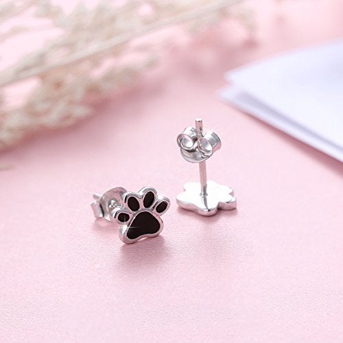 Ladytree S925 Sterling Silver Puppy Dog Cat Pet Paw Print Stud Earrings - Image 5