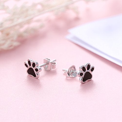 Ladytree S925 Sterling Silver Puppy Dog Cat Pet Paw Print Stud Earrings - Image 4