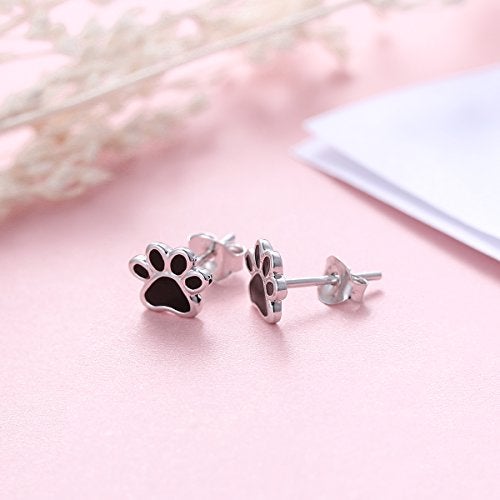 Ladytree S925 Sterling Silver Puppy Dog Cat Pet Paw Print Stud Earrings - Image 3