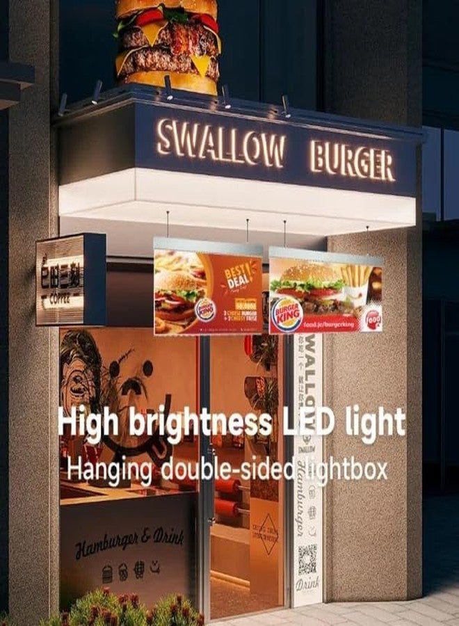 MOAAD Ultra-Thin Double-Sided LED Lightbox Billboard | Hanging Display for Tea Cafes, Restaurants, & Dining Spaces | 600x350mm, Customizable Advertising, Illuminated Signage for Business Promotion - Image 2