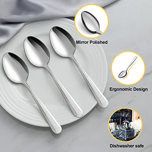 BEWOS 24 Pieces Spoons Set - 7.5 Inchs Spoons Silverware, Stainless Steel Spoon, Dinner Spoon, Dishwasher Safe, Mirror Polished Tablespoons for Home, Restaurant - Image 3