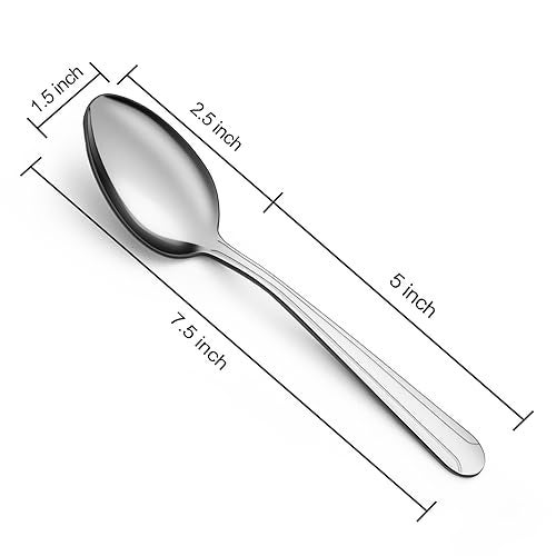 BEWOS 24 Pieces Spoons Set - 7.5 Inchs Spoons Silverware, Stainless Steel Spoon, Dinner Spoon, Dishwasher Safe, Mirror Polished Tablespoons for Home, Restaurant - Image 2