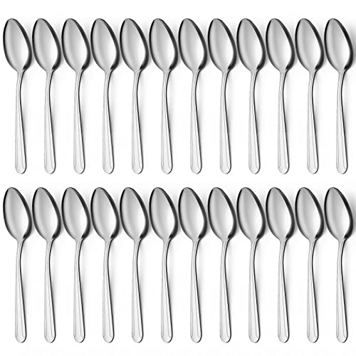 BEWOS 24 Pieces Spoons Set - 7.5 Inchs Spoons Silverware, Stainless Steel Spoon, Dinner Spoon, Dishwasher Safe, Mirror Polished Tablespoons for Home, Restaurant - Image 1