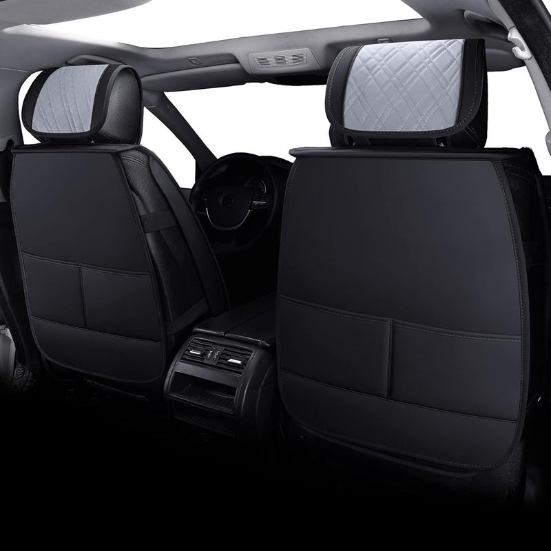 YIERTAI Car Seat Covers Full Set - Black and Grey Waterproof Leather Protector for Subaru, Mitsubishi, Chevy, and Infiniti - Image 2