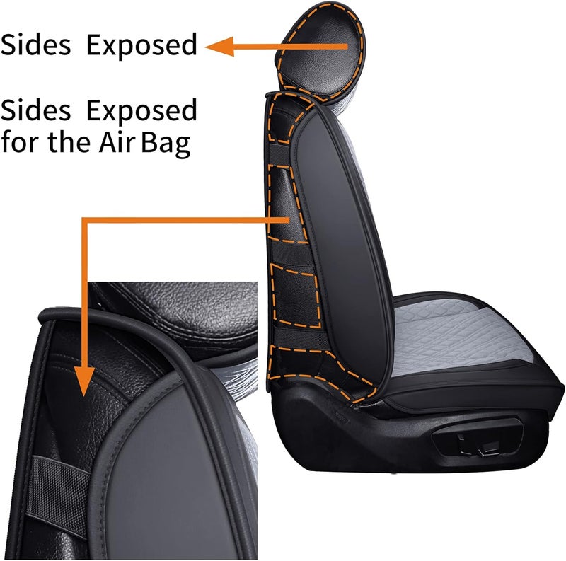 YIERTAI Car Seat Covers Full Set - Black and Grey Waterproof Leather Protector for Subaru, Mitsubishi, Chevy, and Infiniti - Image 4