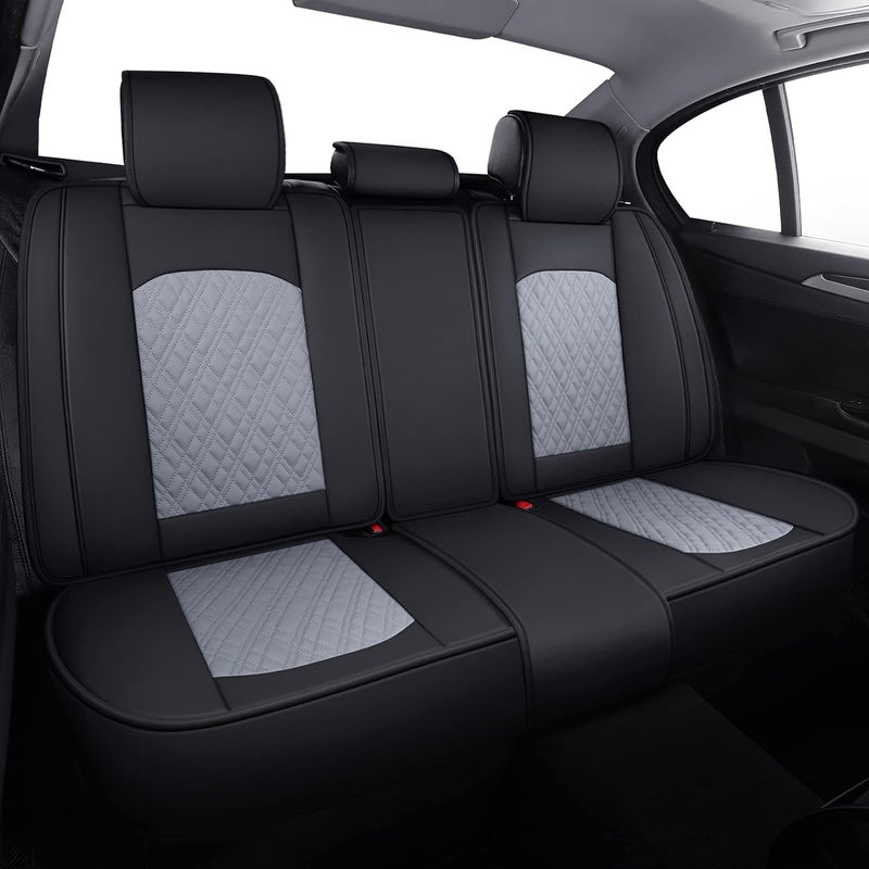 YIERTAI Car Seat Covers Full Set - Black and Grey Waterproof Leather Protector for Subaru, Mitsubishi, Chevy, and Infiniti - Image 3