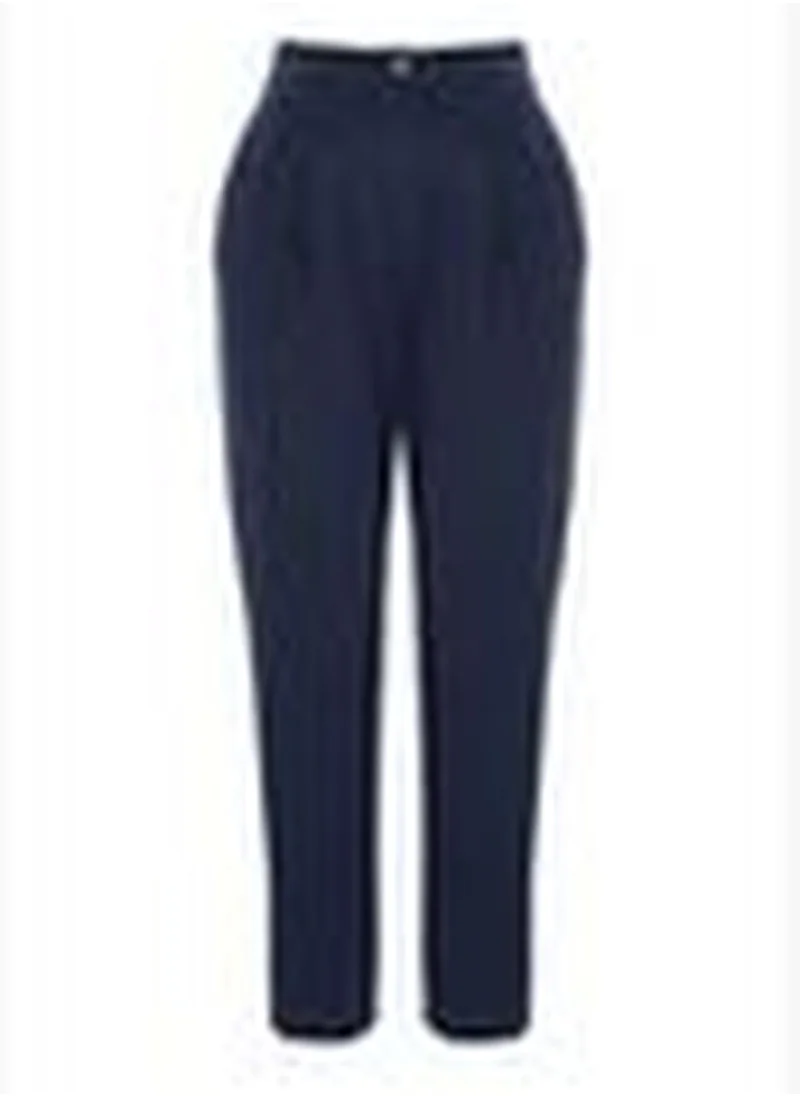 trendyol Navy Blue Carrot Woven Striped Trousers TWOAW22PL0342