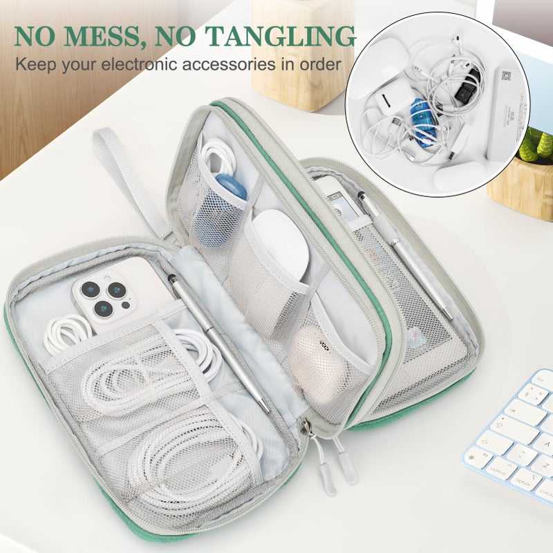 Waterproof Travel Cable Organizer Bag with Double Layer Storage for Cords, Chargers, Phone and Earphone - Image 5