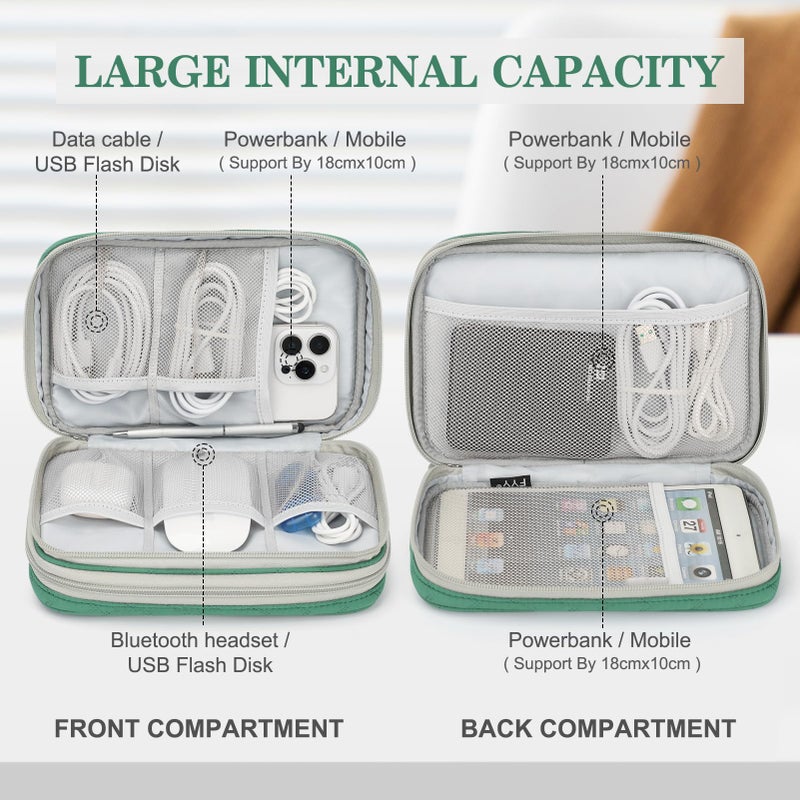 Waterproof Travel Cable Organizer Bag with Double Layer Storage for Cords, Chargers, Phone and Earphone - Image 3