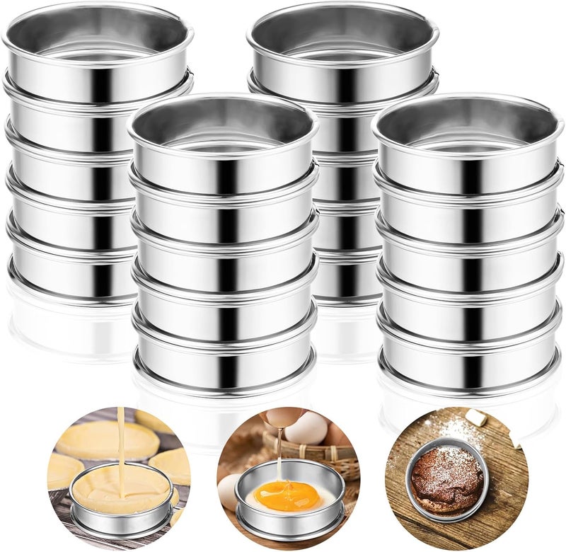 Tobeelec 20 Pcs English Muffin Rings, Stainless Steel Crumpet Rings, Non Stick Double Rolled Muffin Ring for Baking Fluffy Muffins, Pancakes, Pastry, Omelette, Metal Round Ring Pastry Ring for Baking - Image 1