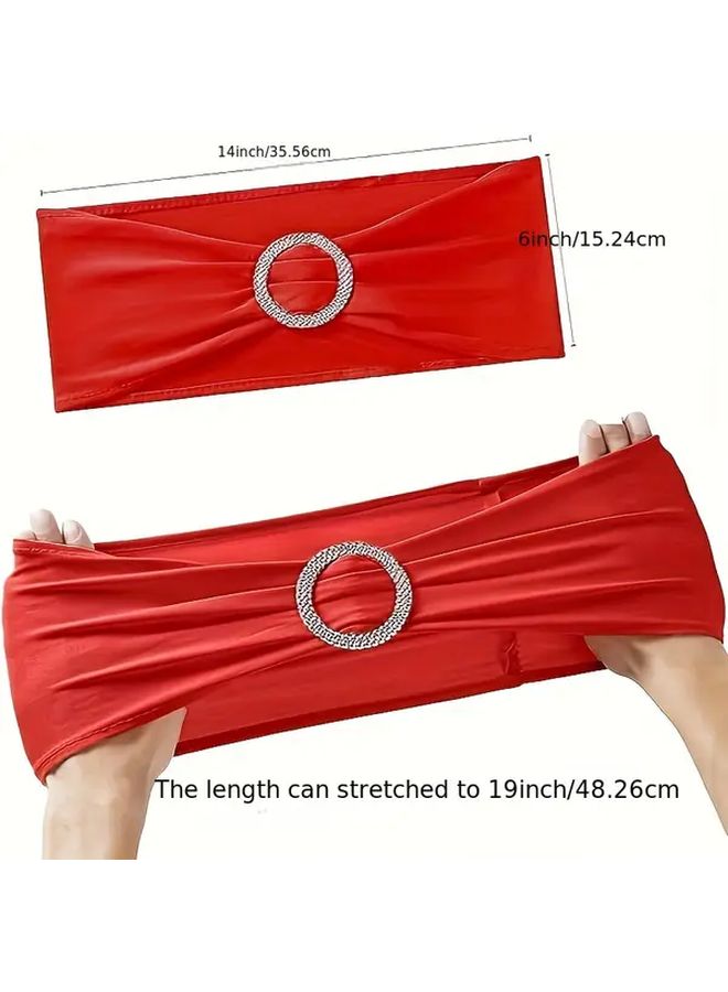 25 Pcs Red Wedding Chair Belt Bow Straps With Wrinkle Buckle Elegant Arch Party Decorations For Banquets Hotels Birthday Parties Compatible With Stretch Chairs Durable Wrinkle Resistant Belt For Weddings Events Indoor Use Secure Fit Long Lasting Bow Design Bulk Pack Available - Image 2