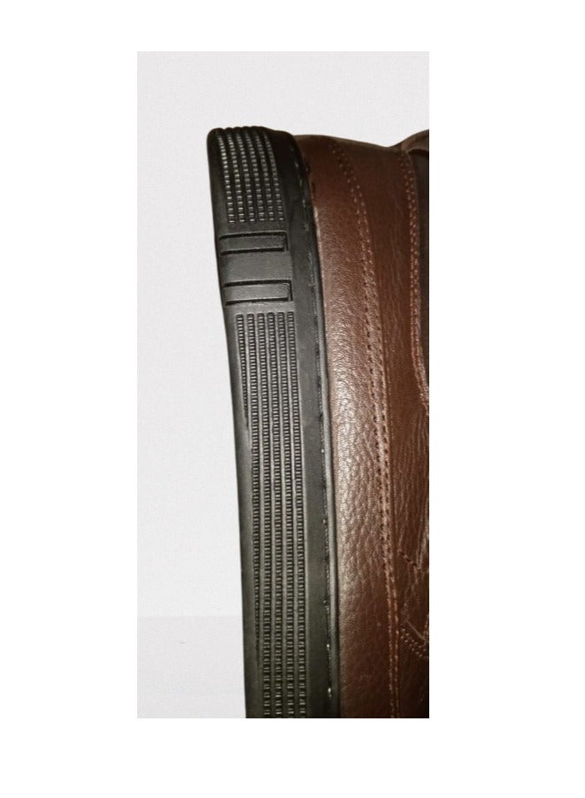 Hand Made Casual shoes made of genuine leather with a soft and comfortable rubber sole,Black&Brown - Image 5