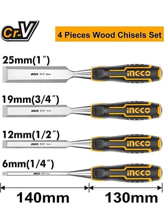 INGCO Hktwc0401 Wood Chisel 4 Pieces Set 140 Mm Length  - Image 2