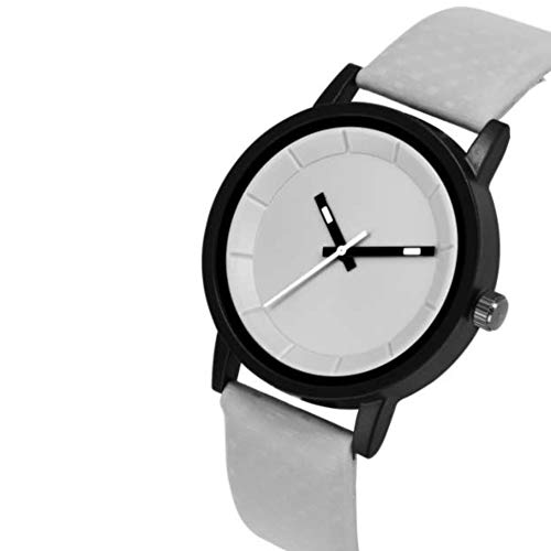Acnos Watch Grey Dial Black Case Grey Belt Colours Leather Belt Analogue Watches for Men Boys Pack of 1 - Image 2