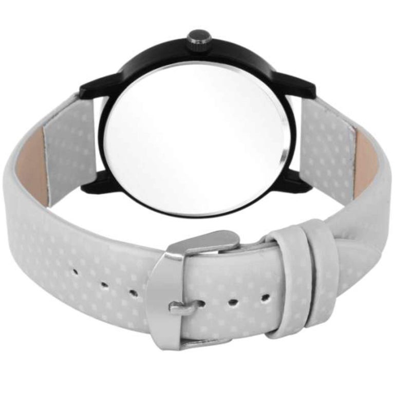 Acnos Watch Grey Dial Black Case Grey Belt Colours Leather Belt Analogue Watches for Men Boys Pack of 1 - Image 4
